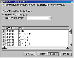 ワークシートインポートウィザード